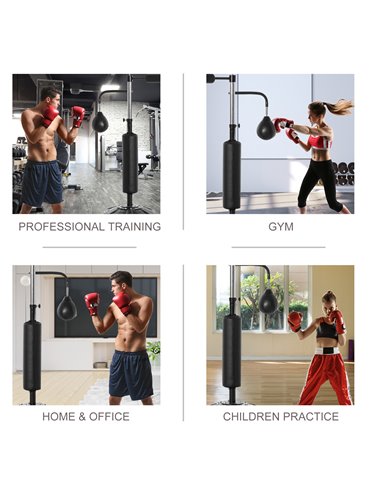 HOMCOM 3-in-1 Boxing Punching Bag Stand with 2 Speedballs, 360° Relax Bar, & PU-Wrapped Bag & Adjustable Height A91-120