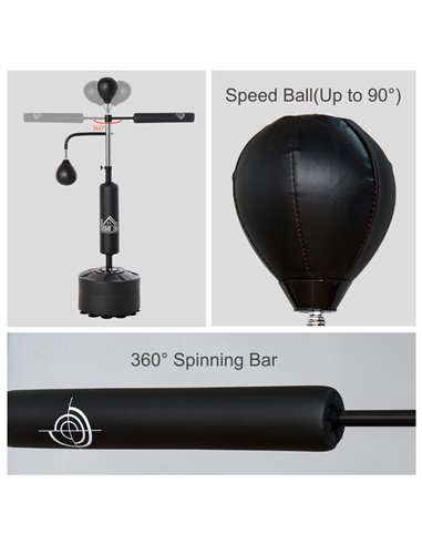HOMCOM 3-in-1 Boxing Punching Bag Stand with 2 Speedballs, 360° Relax Bar, & PU-Wrapped Bag & Adjustable Height A91-120