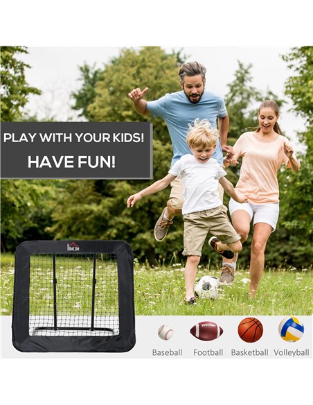 HOMCOM Football Rebounder Net, Adjustable Pitch Back Training Goal, Quick Fold for Easy Storage, Black A62-032 - pic 95225 | FastDaddyshop