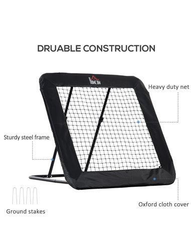 HOMCOM Football Rebounder Net, Adjustable Pitch Back Training Goal, Quick Fold for Easy Storage, Black A62-032