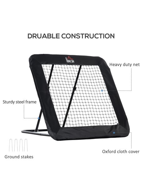HOMCOM Football Rebounder Net, Adjustable Pitch Back Training Goal, Quick Fold for Easy Storage, Black A62-032 - pic 95227 | FastDaddyshop
