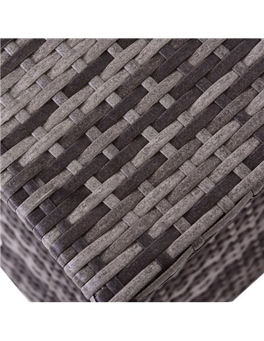Outsunny Outdoor Patio Rattan Wicker Coffee Table Bistro Side Table w/ Umbrella Hole and Storage Space, Grey