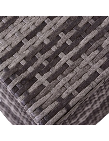 Outsunny Outdoor Patio Rattan Wicker Coffee Table Bistro Side Table w/ Umbrella Hole and Storage Space, Grey - pic 9523 | FastDaddyshop