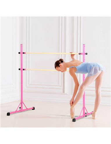 HOMCOM Portable Ballet Barre, Adjustable Height, Non-slip Base for Home Studio Dance Training, Stretching, Silver A51-001V00MX