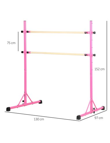 HOMCOM Portable Ballet Barre, Adjustable Height, Non-slip Base for Home Studio Dance Training, Stretching, Silver A51-001V00MX