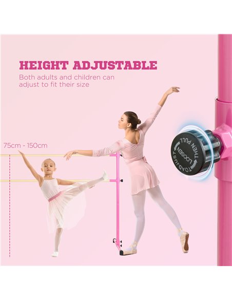 HOMCOM Portable Ballet Barre, Adjustable Height, Non-slip Base for Home Studio Dance Training, Stretching, Silver A51-001V00MX - pic 95234 | FastDaddyshop
