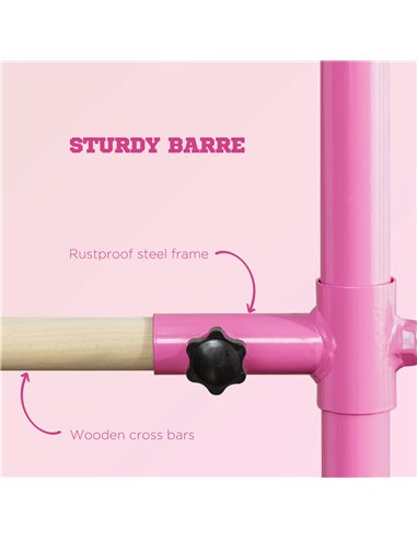 HOMCOM Portable Ballet Barre, Adjustable Height, Non-slip Base for Home Studio Dance Training, Stretching, Silver A51-001V00MX