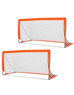 HOMCOM Outdoor Folding Football Goal, Tetoron Mesh, Orange, Ideal for Garden and Park Play A62-015OG