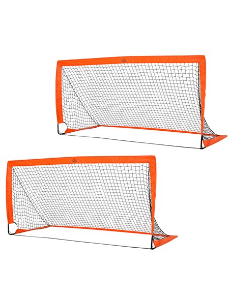HOMCOM Outdoor Folding Football Goal, Tetoron Mesh, Orange, Ideal for Garden and Park Play A62-015OG - pic 95240 | FastDaddyshop