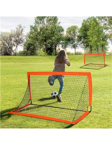 HOMCOM Outdoor Folding Football Goal, Tetoron Mesh, Orange, Ideal for Garden and Park Play A62-015OG