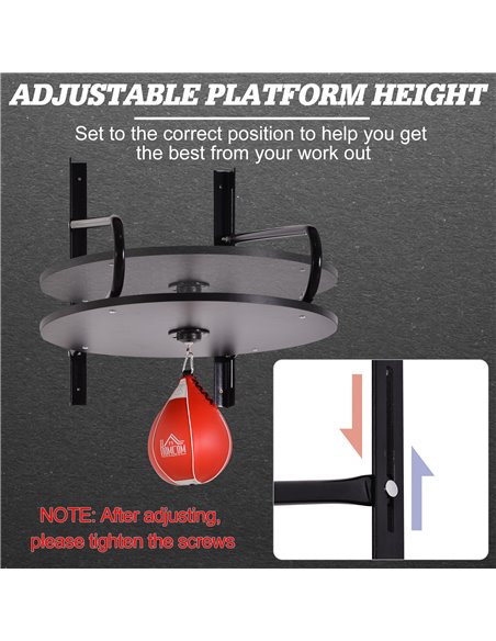 HOMCOM Boxing Speed Ball Set: Pear Bag with Platform, Wall Mount, Pump & Accessories, 60 x 73 x 80 cm A91-098 - pic 95253 | FastDaddyshop