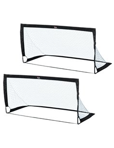 HOMCOM Steel Frame Weather Resistant Football Goal Sports Black A62-015BK