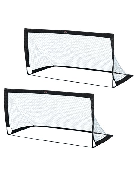 HOMCOM Steel Frame Weather Resistant Football Goal Sports Black A62-015BK - pic 95258 | FastDaddyshop