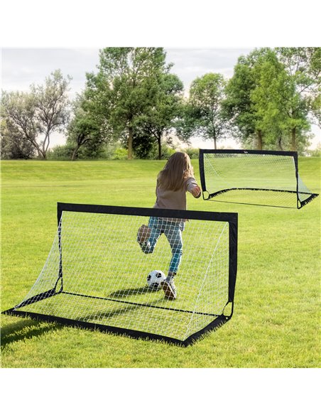 HOMCOM Steel Frame Weather Resistant Football Goal Sports Black A62-015BK - pic 95259 | FastDaddyshop