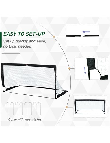 HOMCOM Steel Frame Weather Resistant Football Goal Sports Black A62-015BK