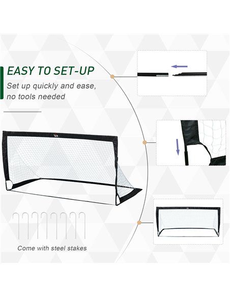 HOMCOM Steel Frame Weather Resistant Football Goal Sports Black A62-015BK - pic 95261 | FastDaddyshop