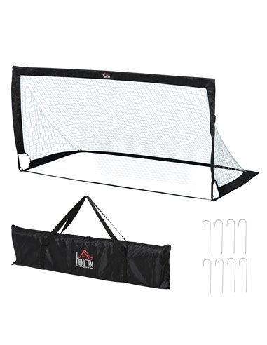 HOMCOM Steel Frame Weather Resistant Football Goal Sports Black A62-015BK