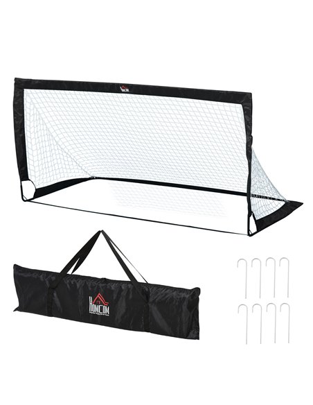 HOMCOM Steel Frame Weather Resistant Football Goal Sports Black A62-015BK - pic 95265 | FastDaddyshop