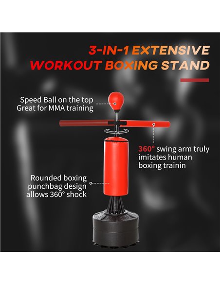 HOMCOM Freestanding Boxing Punch Bag Stand with Rotating Flexible Arm, Speed Ball, Waterable Base by HOMCOM A91-100 - pic 95272 | FastDaddyshop