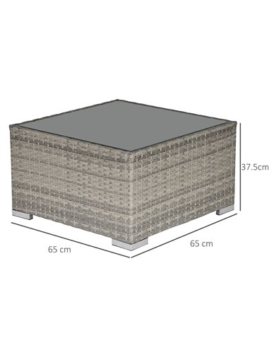 Outsunny Rattan Wicker Patio Coffee Table Ready to Use Outdoor Furniture Suitable for Garden Backyard Grey