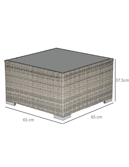 Outsunny Rattan Wicker Patio Coffee Table Ready to Use Outdoor Furniture Suitable for Garden Backyard Grey - pic 9533 | FastDaddyshop