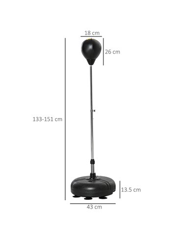 HOMCOM Punching Bag with Stand, Free Standing Boxing Bag Set, Speed Bag with Adjustable Height for Teens & Adults, Black, Gold A