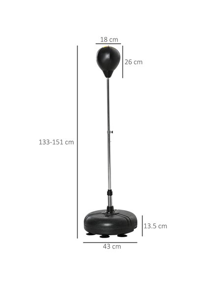 HOMCOM Punching Bag with Stand, Free Standing Boxing Bag Set, Speed Bag with Adjustable Height for Teens & Adults, Black, Gold A - pic 95332 | FastDaddyshop