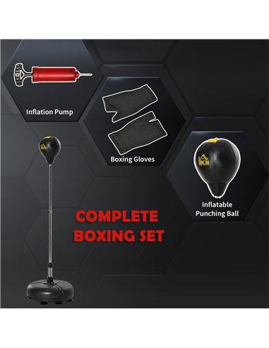HOMCOM Punching Bag with Stand, Free Standing Boxing Bag Set, Speed Bag with Adjustable Height for Teens & Adults, Black, Gold A