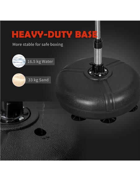 HOMCOM Punching Bag with Stand, Free Standing Boxing Bag Set, Speed Bag with Adjustable Height for Teens & Adults, Black, Gold A - pic 95336 | FastDaddyshop