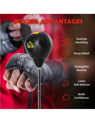 HOMCOM Punching Bag with Stand, Free Standing Boxing Bag Set, Speed Bag with Adjustable Height for Teens & Adults, Black, Gold A
