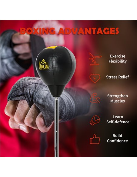 HOMCOM Punching Bag with Stand, Free Standing Boxing Bag Set, Speed Bag with Adjustable Height for Teens & Adults, Black, Gold A - pic 95337 | FastDaddyshop