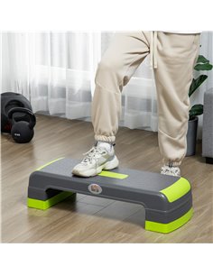 HOMCOM Aerobic Step with 3-Level Adjustable Heights for Home, Office Exercise, Grey and Green A90-298GN 2