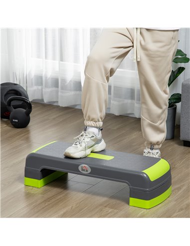 HOMCOM Aerobic Step with 3-Level Adjustable Heights for Home, Office Exercise, Grey and Green A90-298GN
