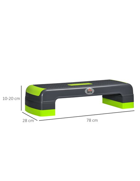HOMCOM Aerobic Step with 3-Level Adjustable Heights for Home, Office Exercise, Grey and Green A90-298GN - pic 95350 | FastDaddyshop