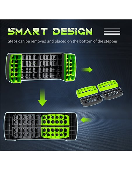 HOMCOM Aerobic Step with 3-Level Adjustable Heights for Home, Office Exercise, Grey and Green A90-298GN - pic 95351 | FastDaddyshop