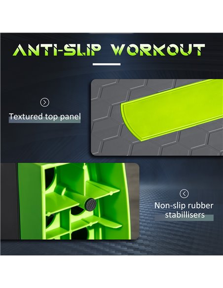 HOMCOM Aerobic Step with 3-Level Adjustable Heights for Home, Office Exercise, Grey and Green A90-298GN - pic 95353 | FastDaddyshop