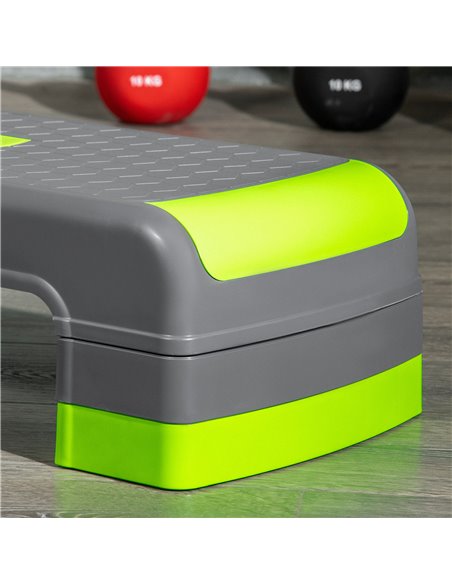 HOMCOM Aerobic Step with 3-Level Adjustable Heights for Home, Office Exercise, Grey and Green A90-298GN - pic 95355 | FastDaddyshop