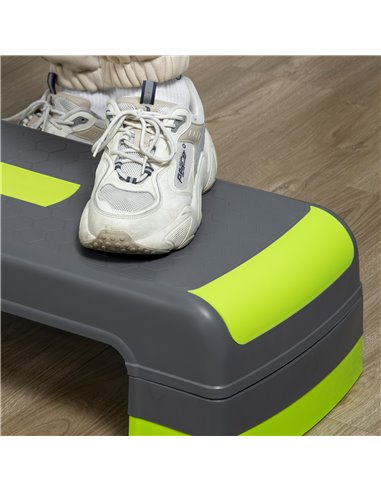 HOMCOM Aerobic Step with 3-Level Adjustable Heights for Home, Office Exercise, Grey and Green A90-298GN