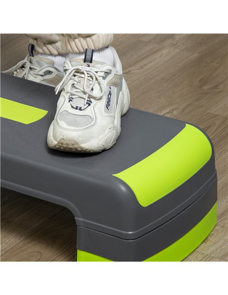HOMCOM Aerobic Step with 3-Level Adjustable Heights for Home, Office Exercise, Grey and Green A90-298GN - pic 95356 | FastDaddyshop
