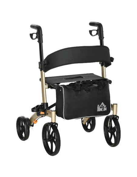 HOMCOM Folding Rollator with Cane Holder, Adjustable Handle Height and Aluminum Frame, 4 Wheeled Mobility Walker with Seat and B - pic 95357 | FastDaddyshop