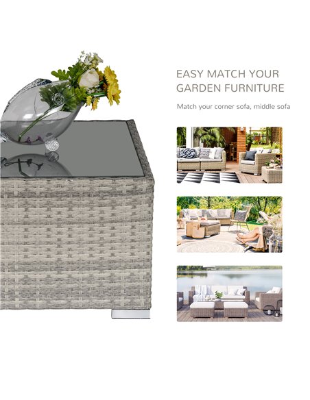 Outsunny Rattan Wicker Patio Coffee Table Ready to Use Outdoor Furniture Suitable for Garden Backyard Grey - pic 9537 | FastDaddyshop