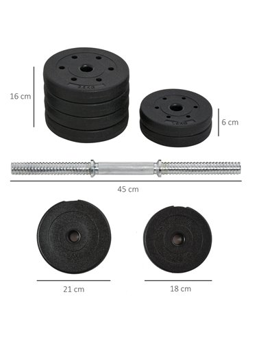 Dumbbells Set Hand Weight 30KG Adjustable Barbell Weight Lifting Equipment by HOMCOM A91-139