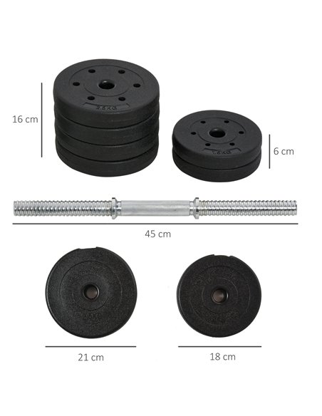 Dumbbells Set Hand Weight 30KG Adjustable Barbell Weight Lifting Equipment by HOMCOM A91-139 - pic 95377 | FastDaddyshop
