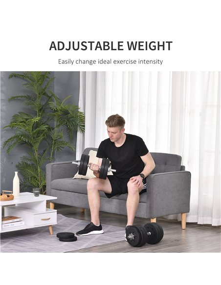 Dumbbells Set Hand Weight 30KG Adjustable Barbell Weight Lifting Equipment by HOMCOM A91-139 - pic 95380 | FastDaddyshop