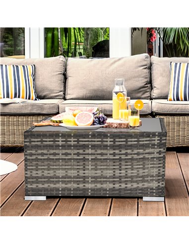 Outsunny Rattan Coffee Table Ready to Use Outdoor Furniture Suitable for Garden Backyard Deep Grey