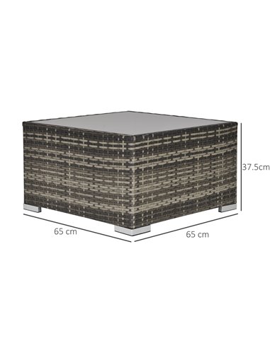 Outsunny Rattan Coffee Table Ready to Use Outdoor Furniture Suitable for Garden Backyard Deep Grey