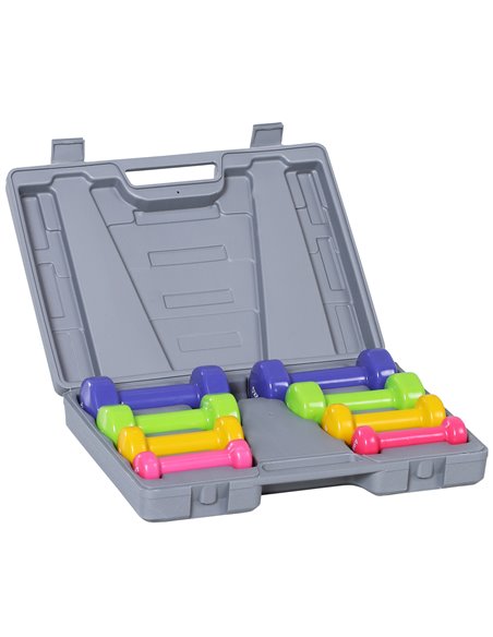 HOMCOM 10kg Dumbbell Weights Set with Carry Case Multi Colour Premium Ladies Weight Lifting Set A91-077 - pic 95411 | FastDaddyshop