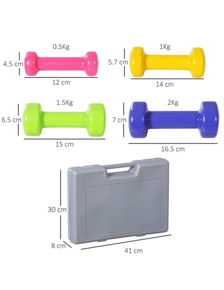 HOMCOM 10kg Dumbbell Weights Set with Carry Case Multi Colour Premium Ladies Weight Lifting Set A91-077 - pic 95413 | FastDaddyshop