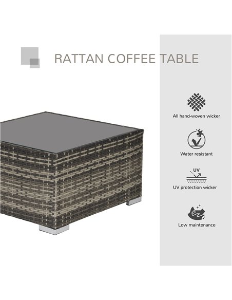 Outsunny Rattan Coffee Table Ready to Use Outdoor Furniture Suitable for Garden Backyard Deep Grey - pic 9542 | FastDaddyshop