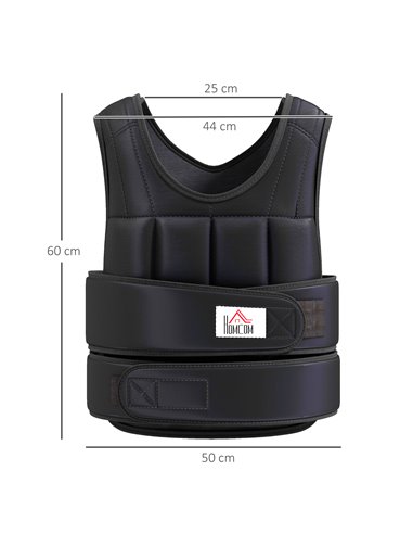 HOMCOM 15kg Adjustable Metal Sand Weight Vest Black A93-042V01BK